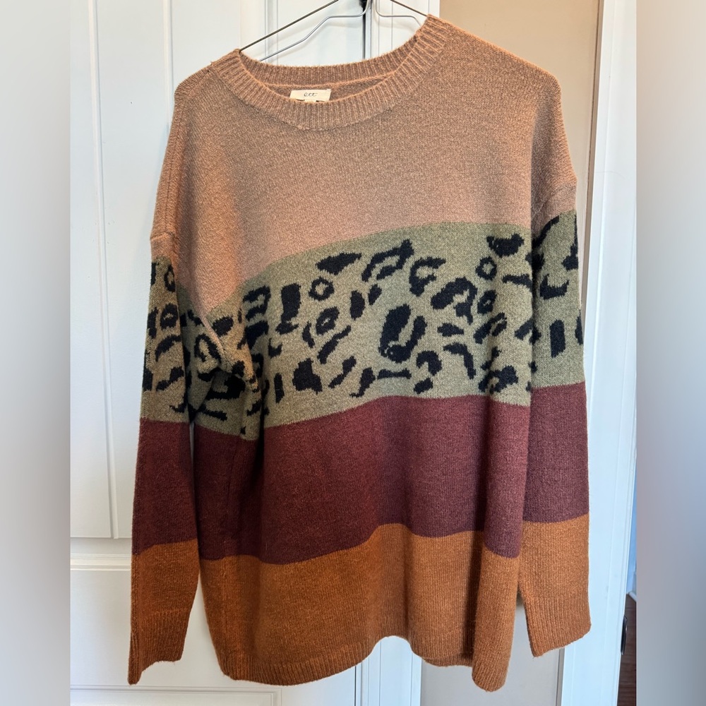 Chic Colorblock Leopard Sweater M/L Ott
